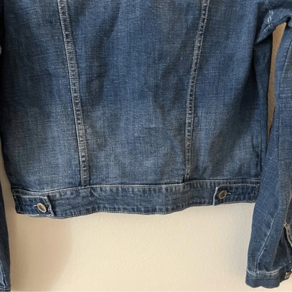 Cosmic Blue Love Luminary Denim‎ Jacket Medium Wash Button Front Classic Fit XS